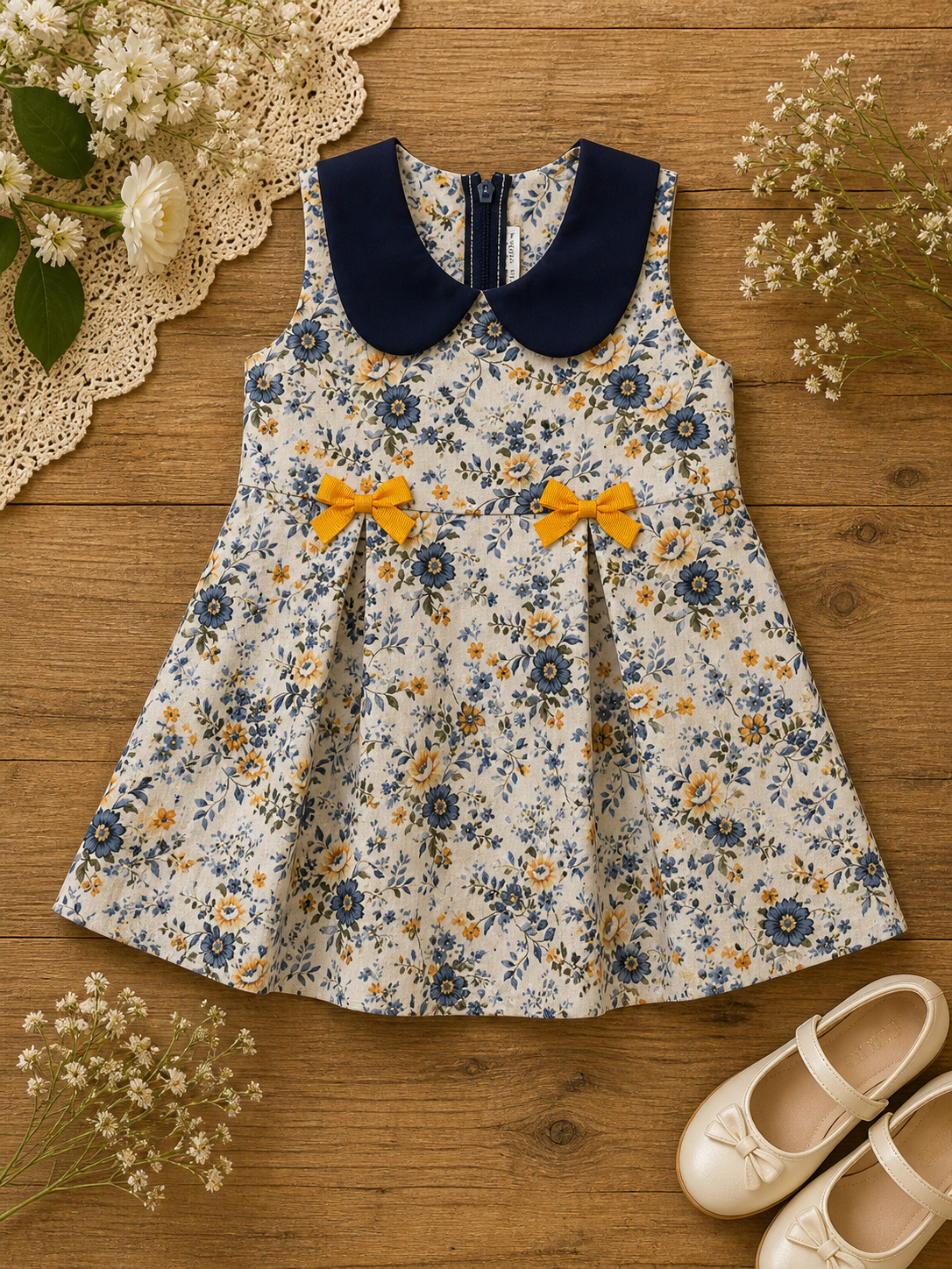 Navy Floral Peter Pan Dress