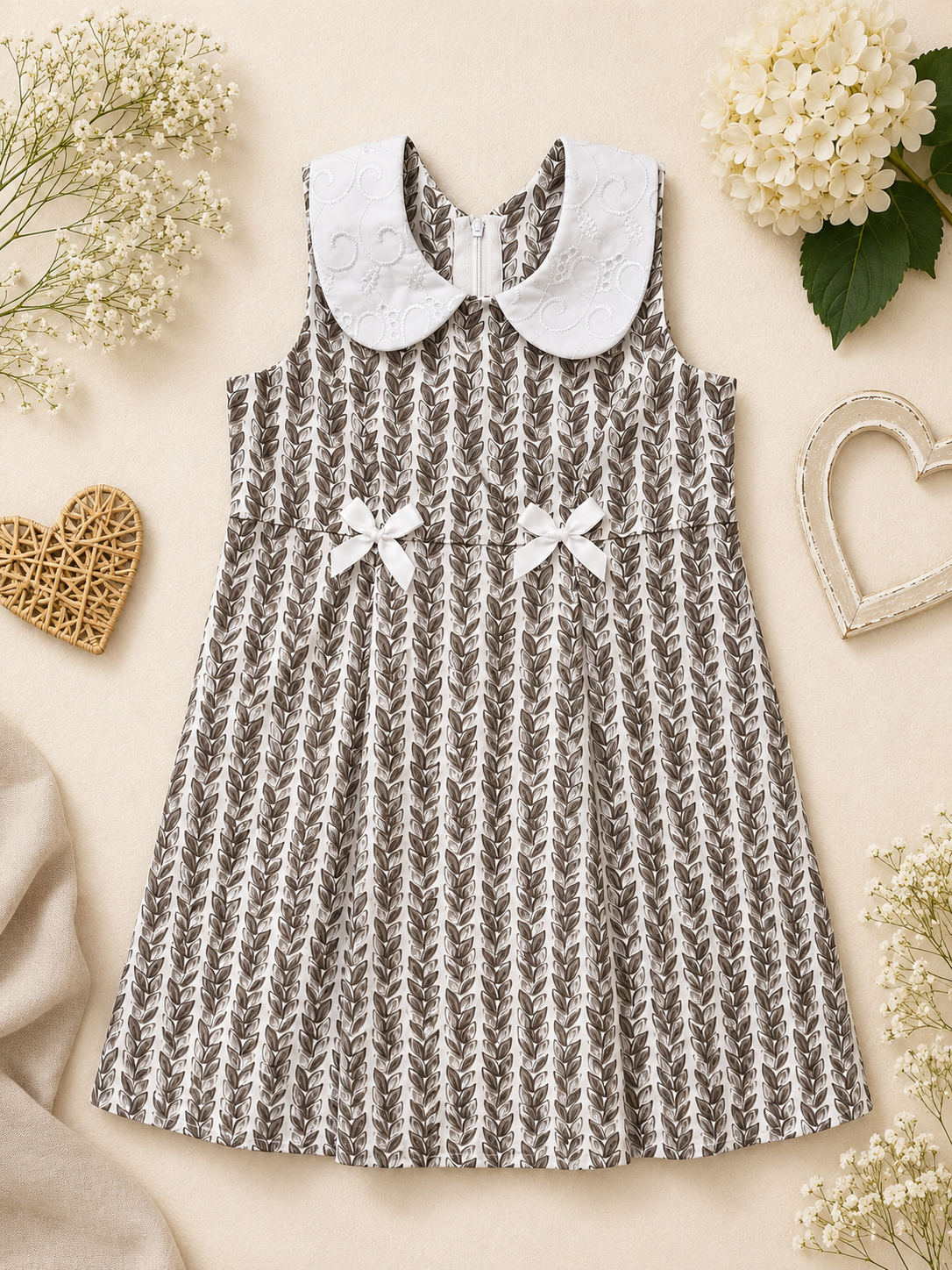 Leaf Print Bow Dress